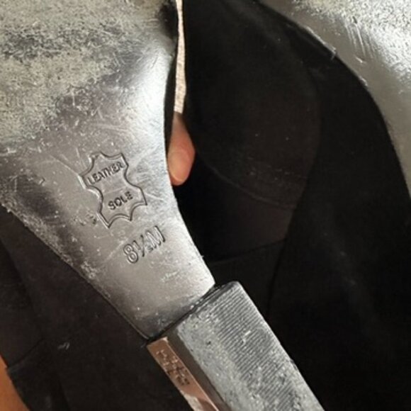 Tory Burch Brenda Suede Stretch Sock Wedge Booties Black Silver 8.5 - Picture 8 of 8